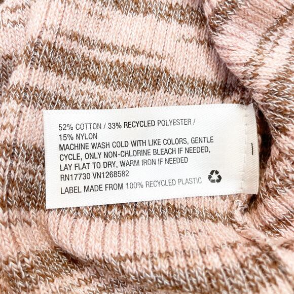 Wild Fable S Pink & Brown Striped Cut Out Long Sleeve Turtleneck Sweater - Picture 4 of 5